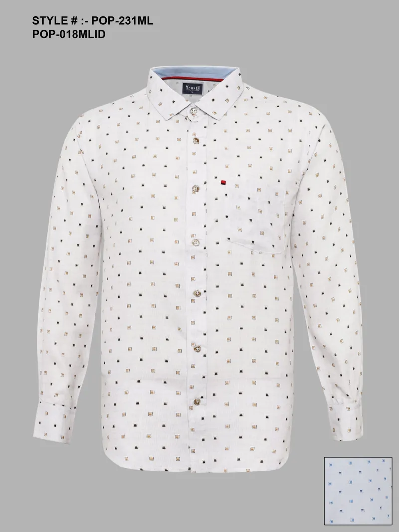 Silver Board Camisa de Hombre Blanca Puntos Oscuros POP-231ML