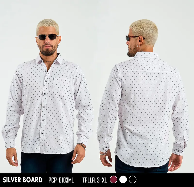 Silver Board Camisa de Hombre Blanca Cruces PCP-0103ML