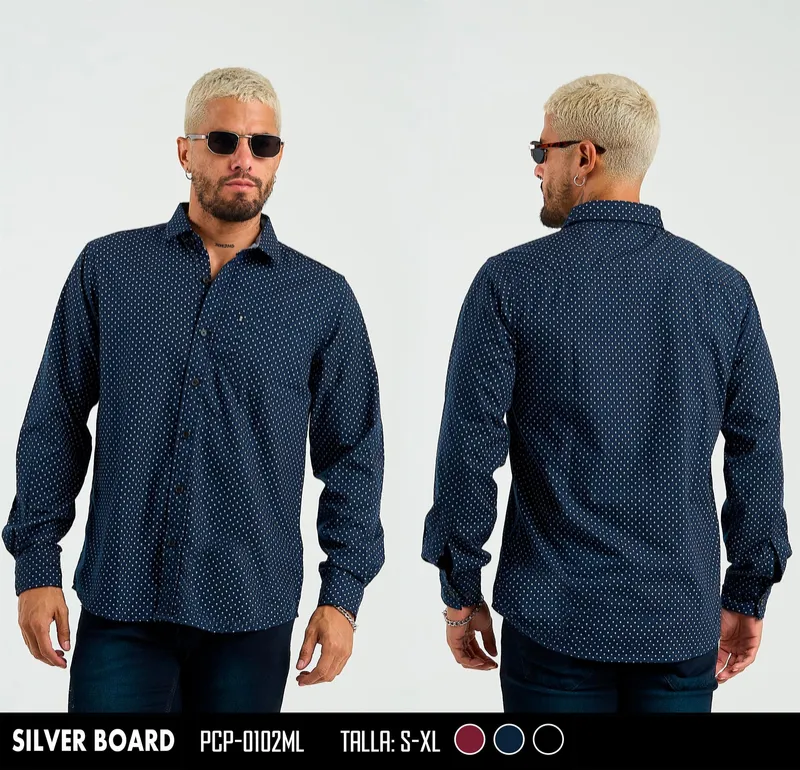 Silver Board Camisa de Hombre Marino Puntos PCP-0102ML