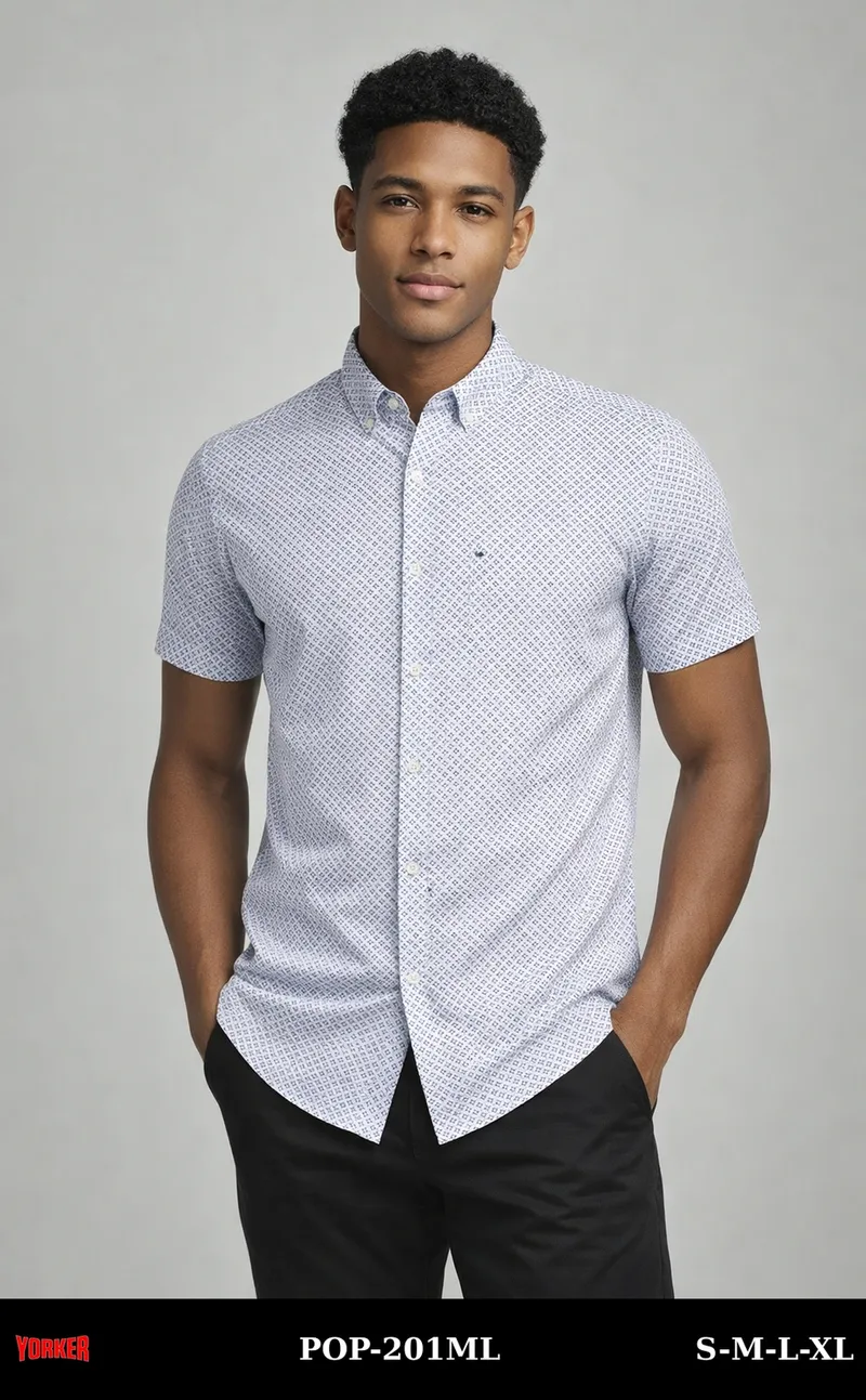 Yorker Camisa de Hombre Celeste Manga Corta POP-201ML
