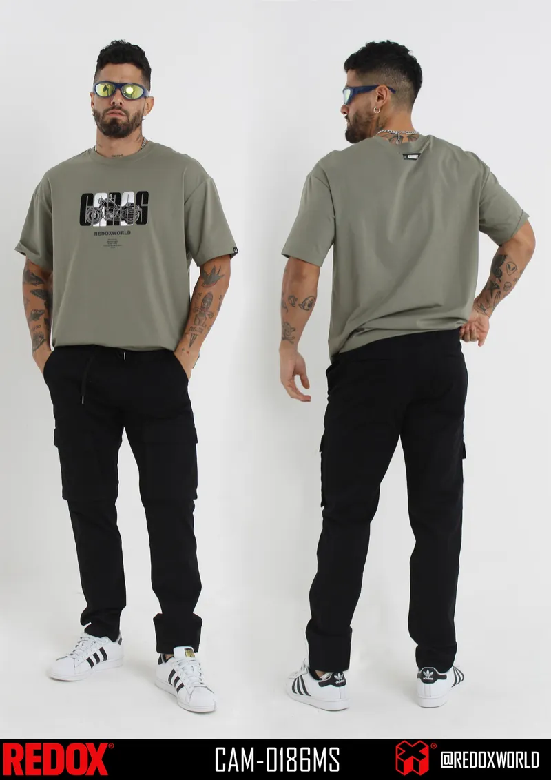 Redox Jogger de Hombre Cargo Negro Punos CAM-0186MS