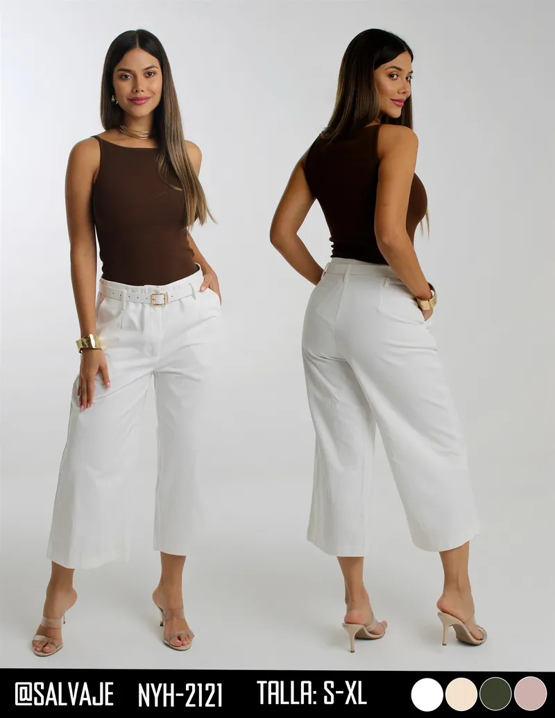 Salvaje Pantalon de Mujer Blanco Capri NYH-2121