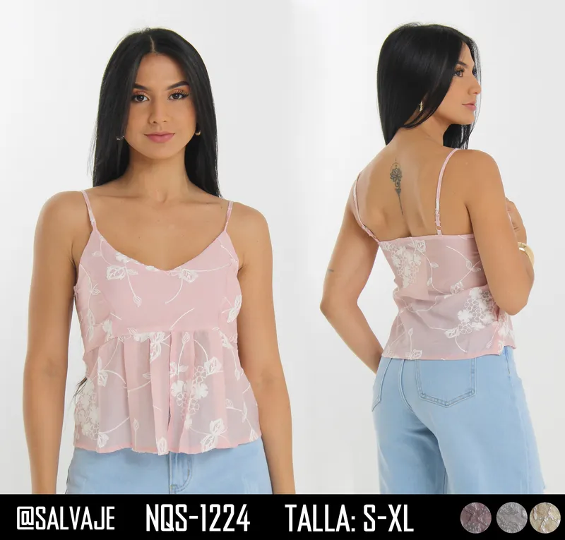 Salvaje Top de Mujer Rosa Floral NQS-1224