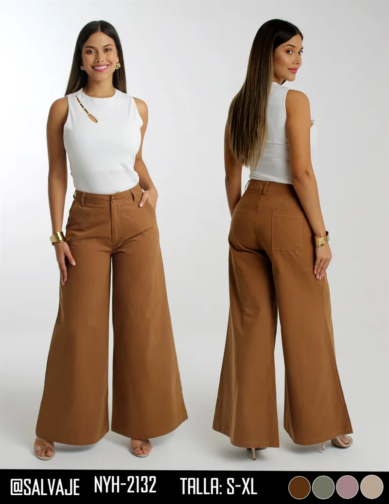Salvaje Pantalon de Mujer Camel Palazzo NYH-2132