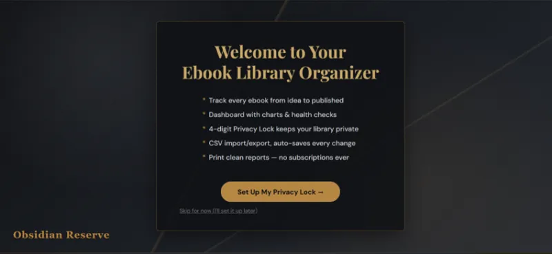The Ebook Library Organizer — Obsidian Reserve Edition + User Guide and FAQs