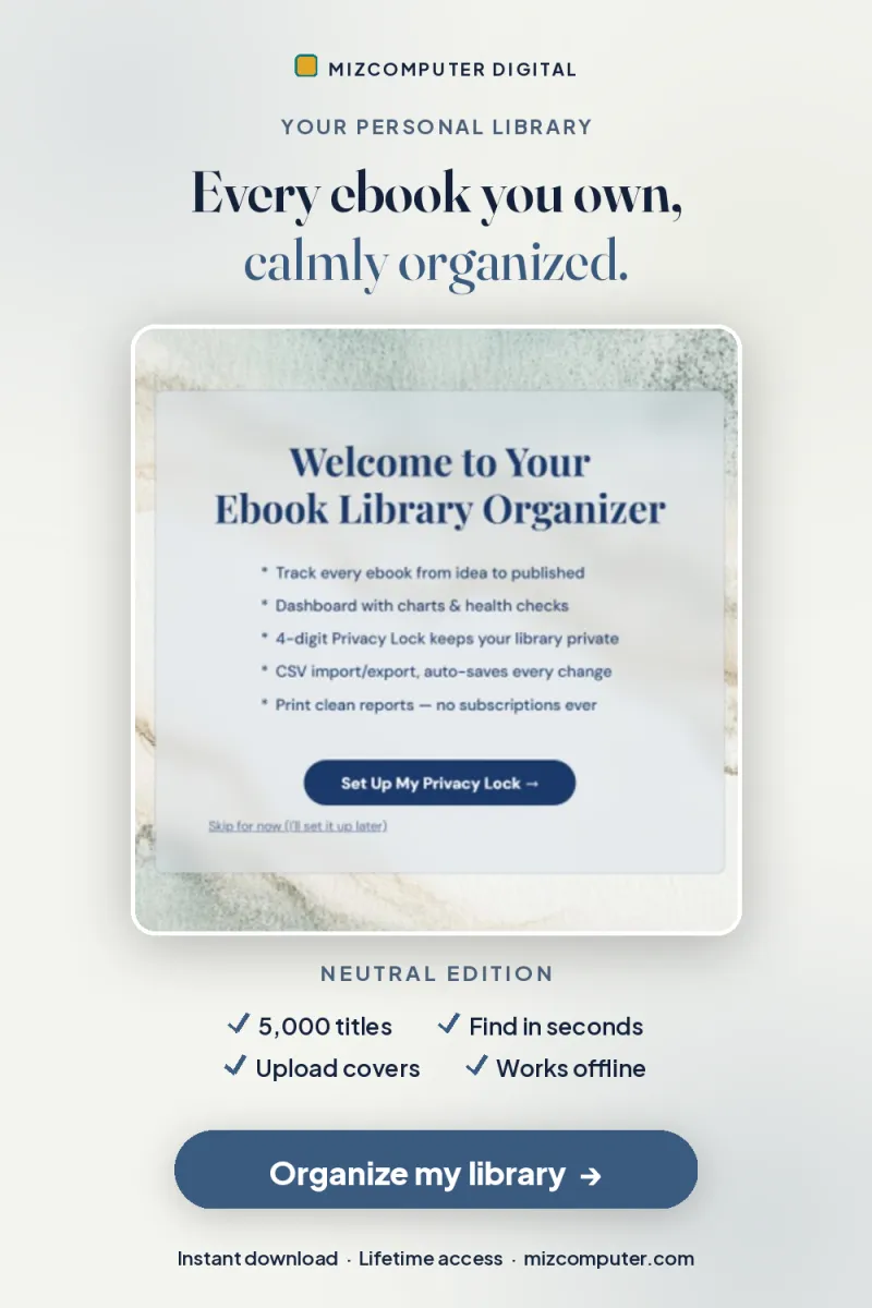 The Ebook Library Organizer — Neutral Edition + User Guide and FAQs