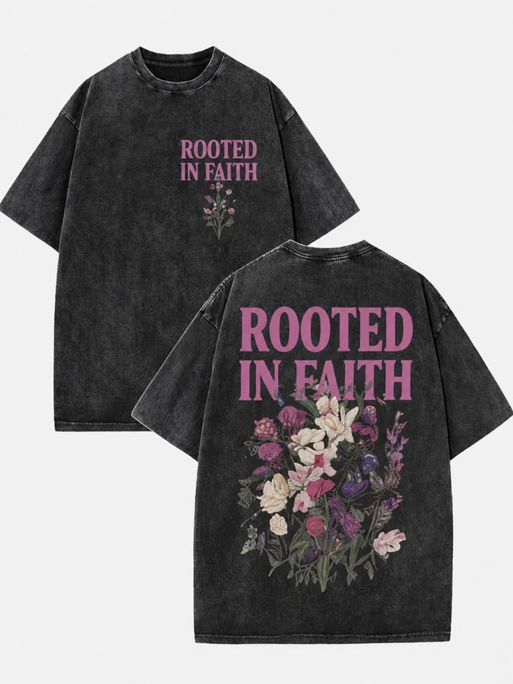 Rooted In Faith Floral Oversized Graphic Tee