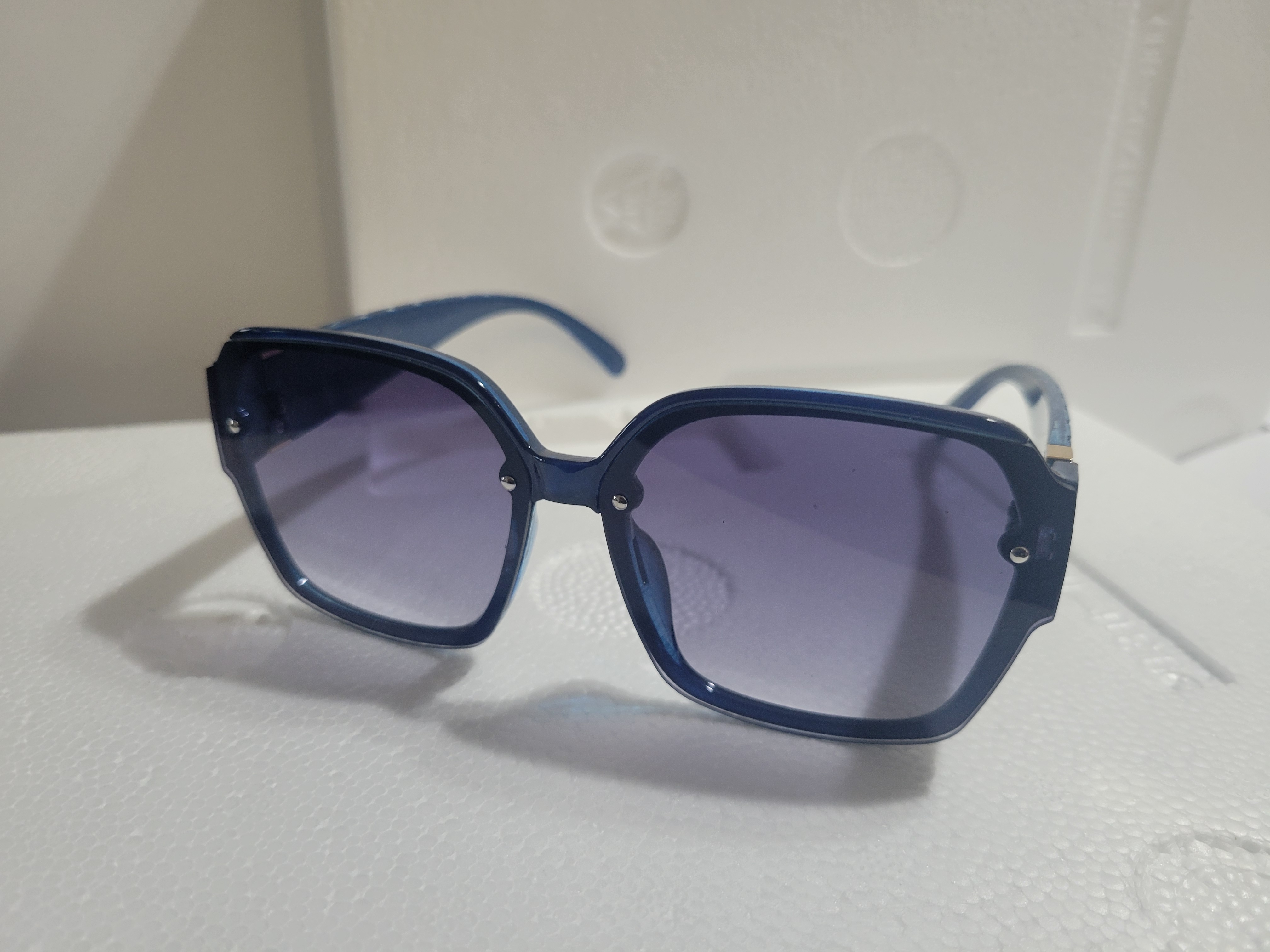 #44- Oversized Blue Framed - Dark Shades