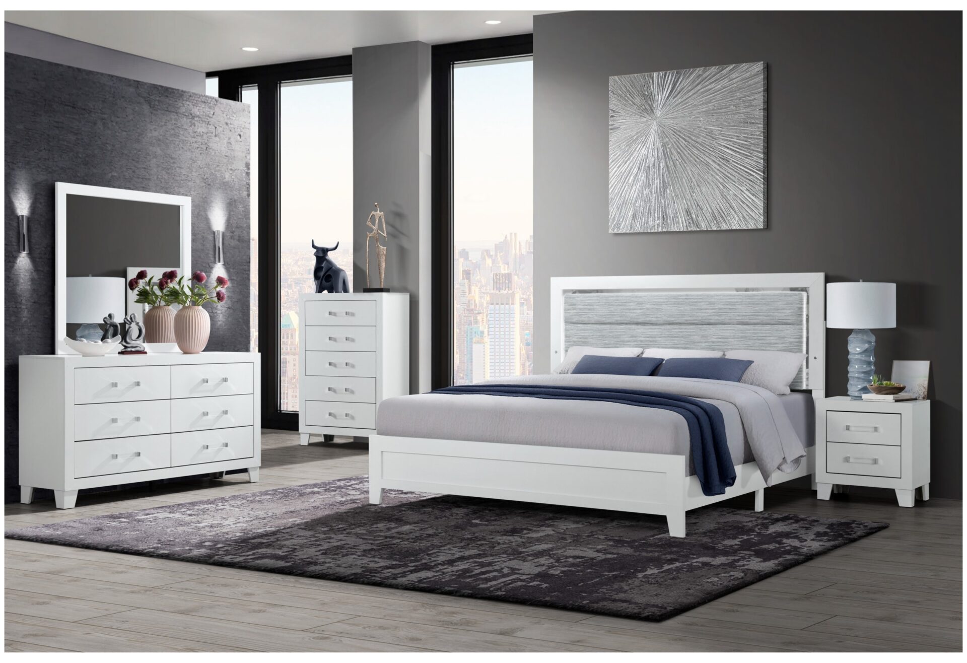 Luccia White Queen Bedroom Set 5 Pieces