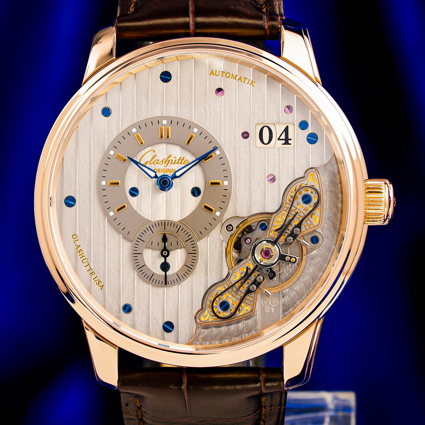 Glashütte Original PanoMaticInverse 1-91-02-01-05-62 Full Set 2023 42MM Red Gold