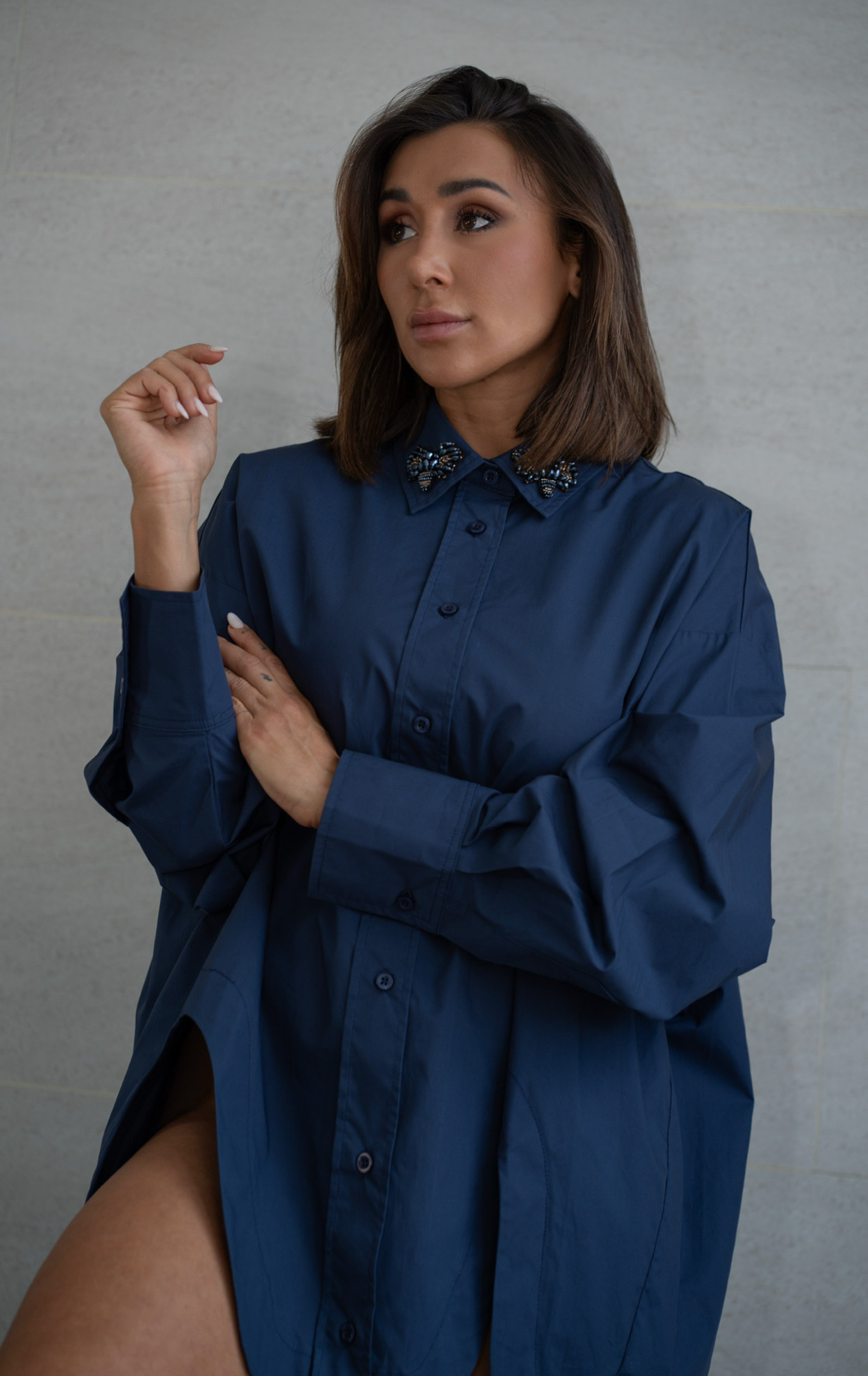 Camisa Abeja Joya Azul Marino