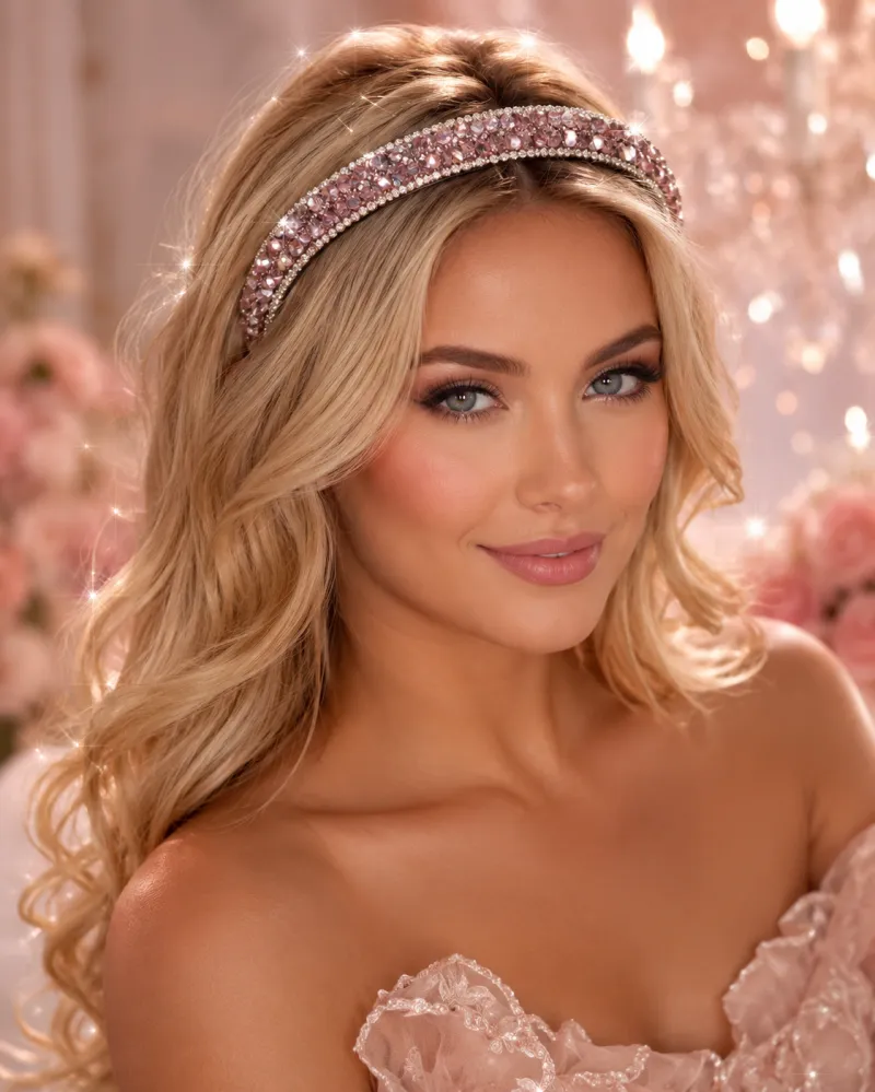 Light Pink Crystal Rhinestone Headband