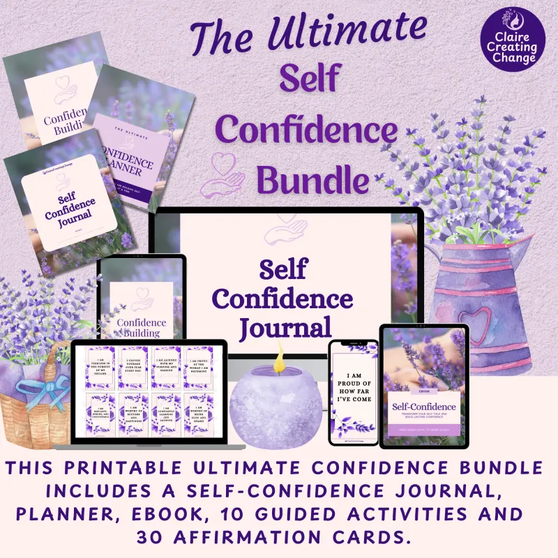 The Ultimate Self-Confidence Bundle l Journal, Planner, Ebook, Activities, Affirmation Cards (Digital Download)