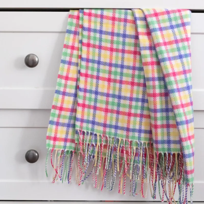 Lambswool Baby Blanket - Checks Multi
