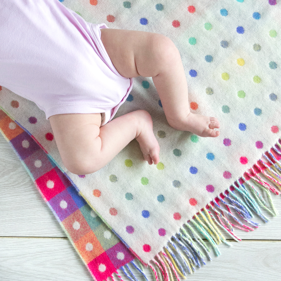 Lambswool Baby Blanket - Spot/Check Multi