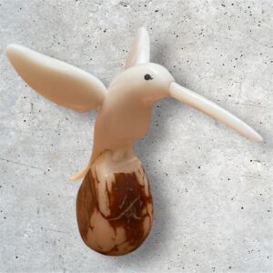 Exquisite Hand-Carved Ivory Hummingbird – Artisanal Elegance for Modern Interiors