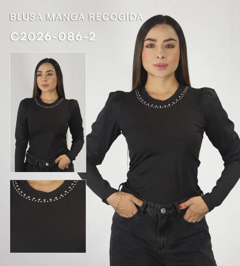 BLUSA MANGA RECOGIDA C2026 - 086 - 2 [BLU]