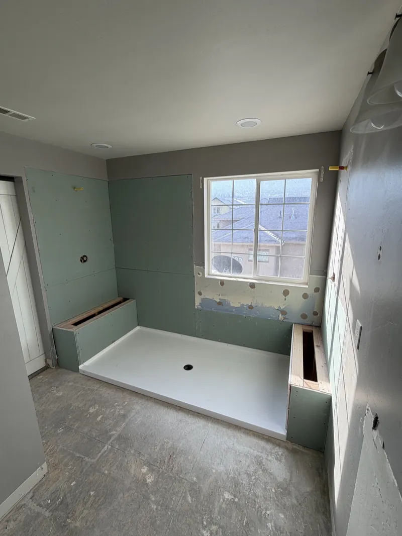 New shower base and backer board