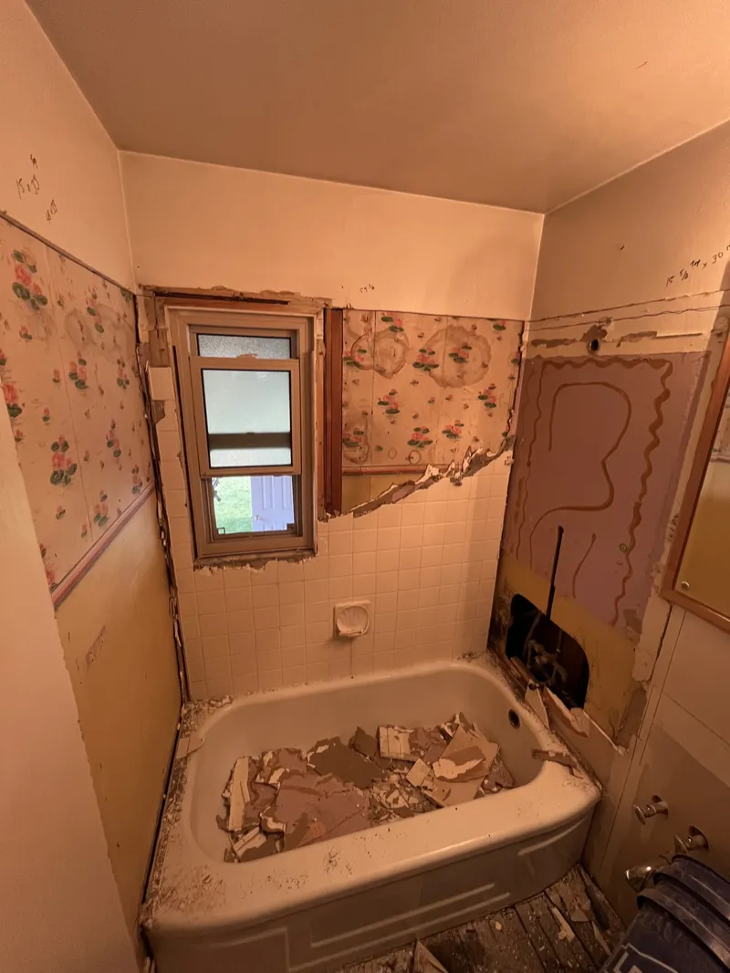 Tearing out the original tub