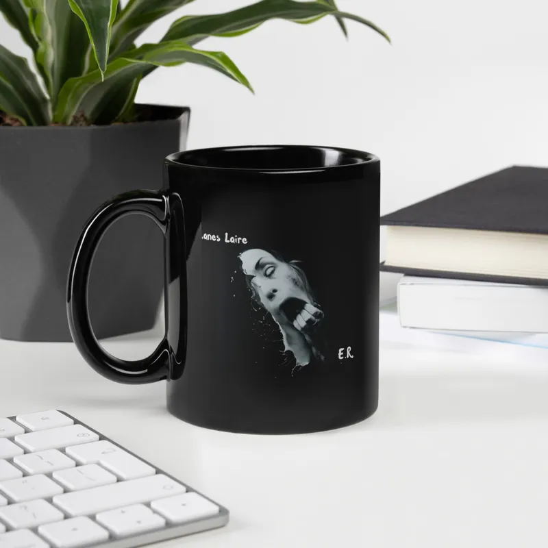 E.R. Black Glossy Mug