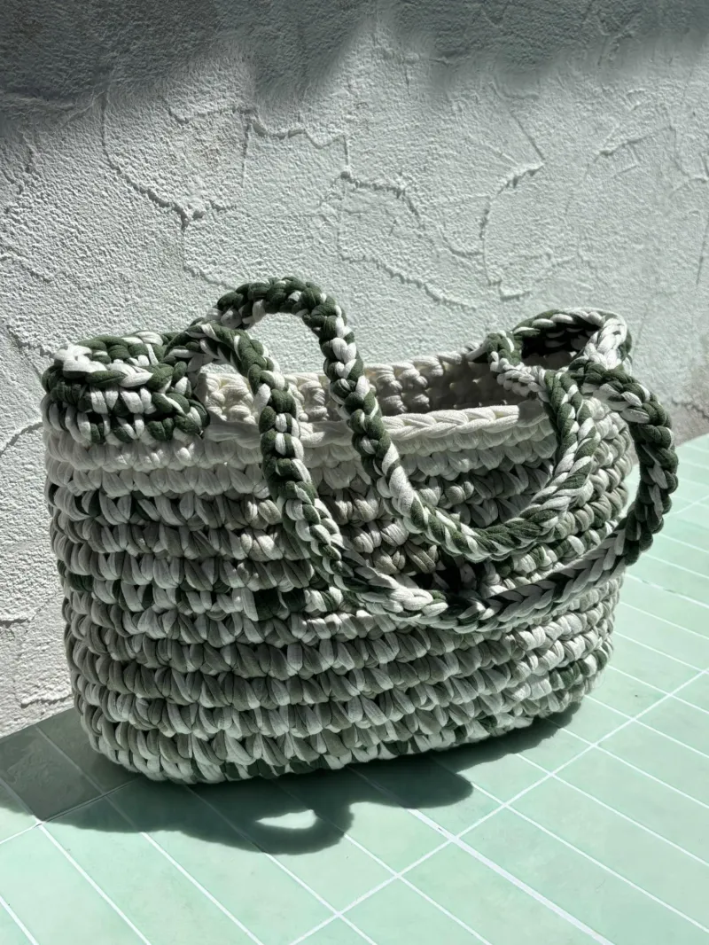 shopper green white