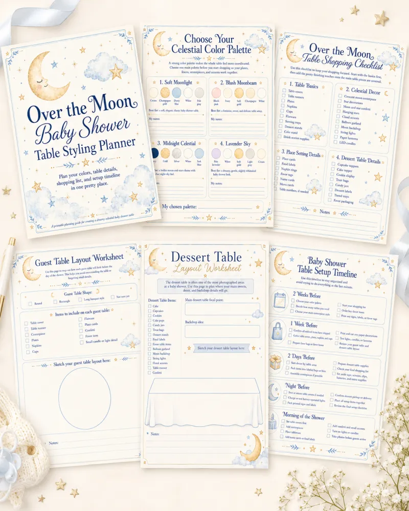 Over the Moon Baby Shower Table Styling Planner