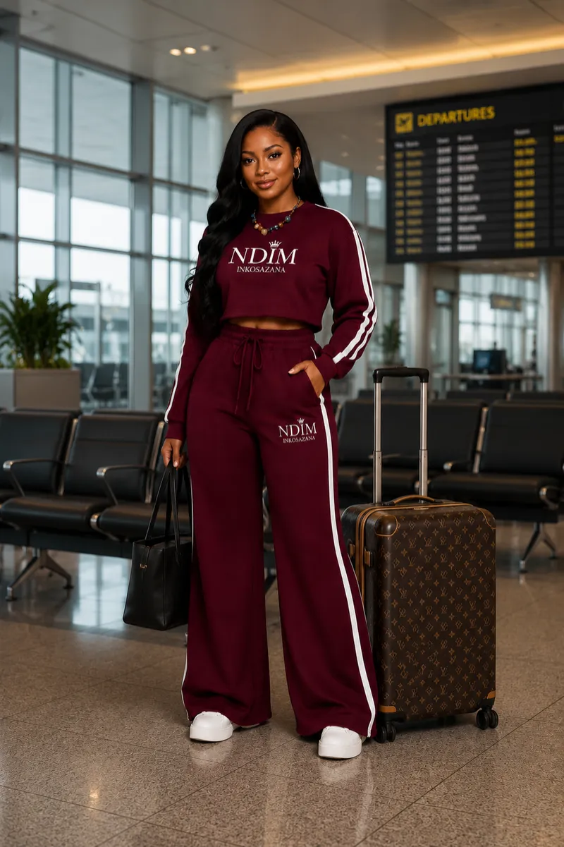 Maroon Crop-Top Tracksuit set