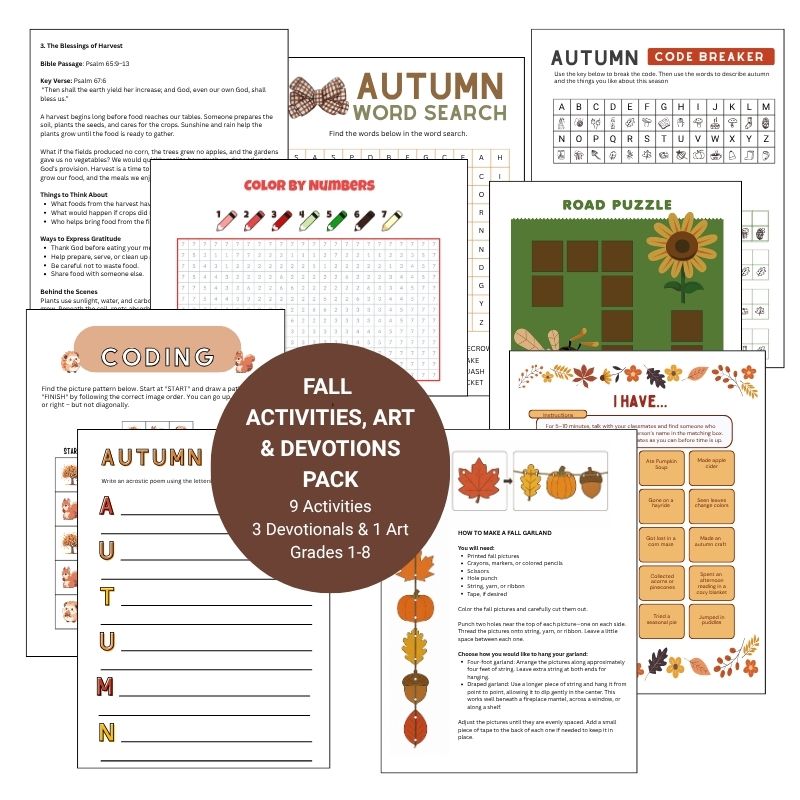 Fall Activities, Art & Devotions Pack