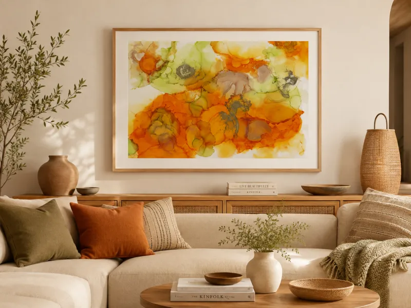 Abstract Art print - Tangerine burst