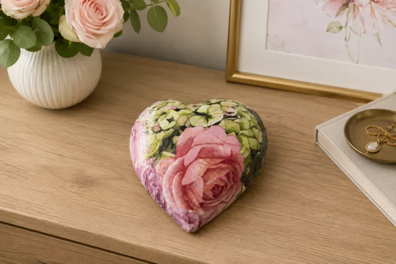 Vintage Rose Botanical Ceramic Heart