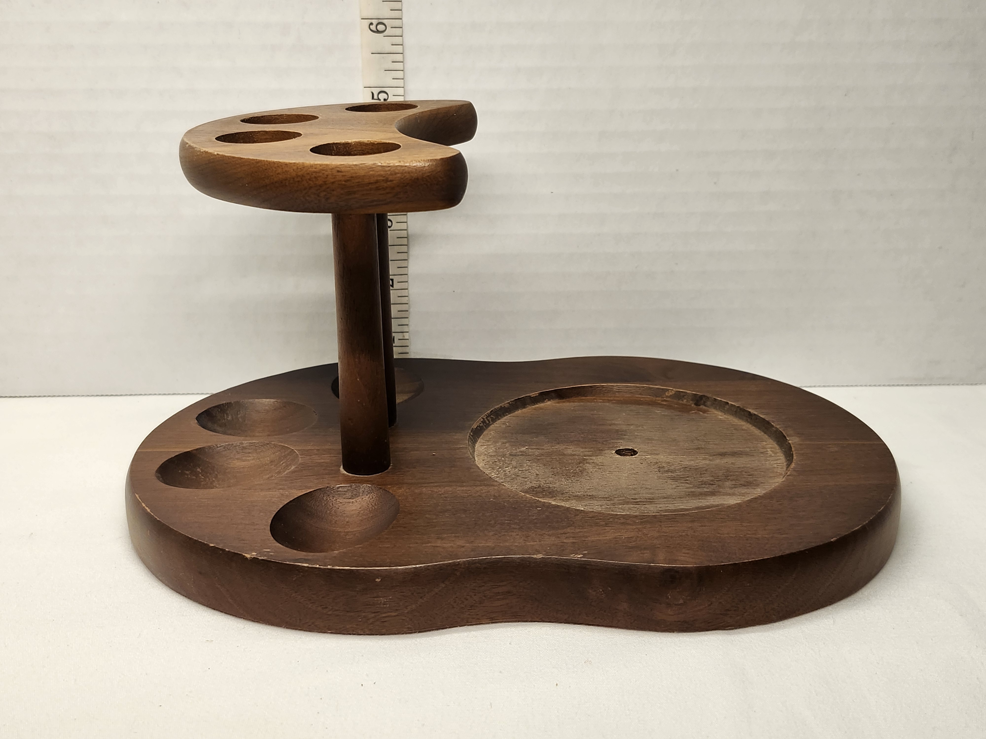 Vintage 1960s Mid-Century Modern Solid Walnut 4-Pipe Display Stand