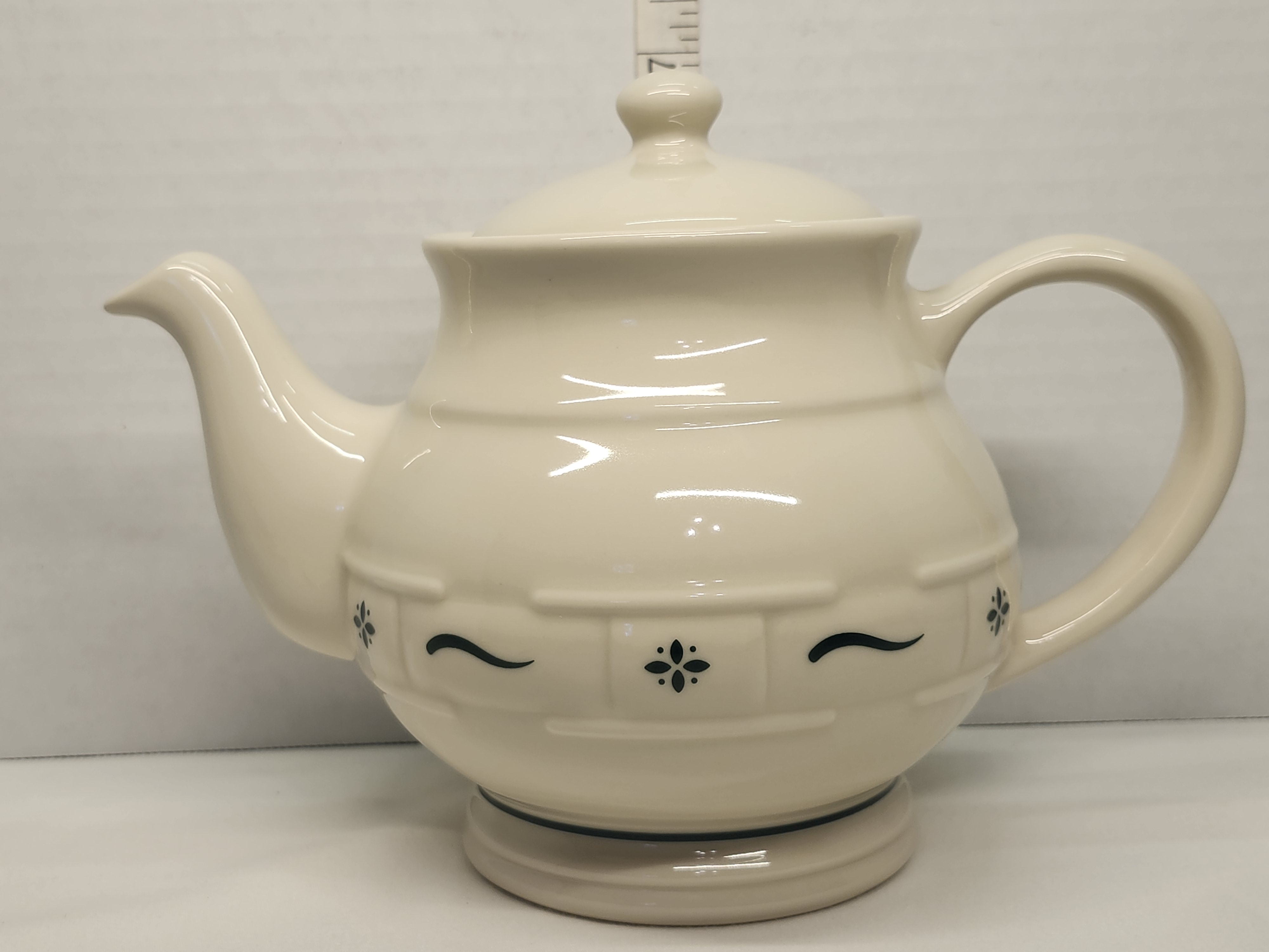 Vintage Longaberger Woven Traditions Heritage Green Teapot with Lid - USA