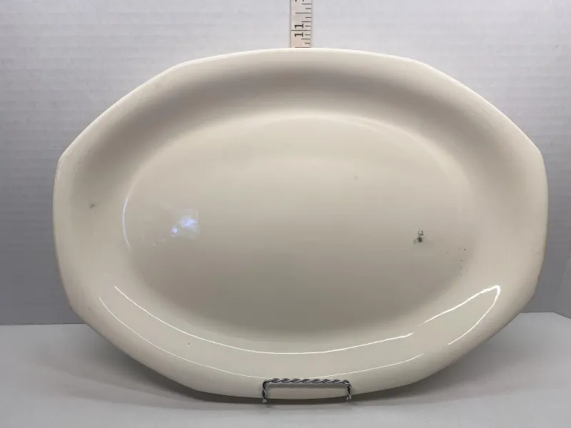 Vintage Homer Laughlin Cream Ceramic Platter - Clipped Corner Oval (15.5")
