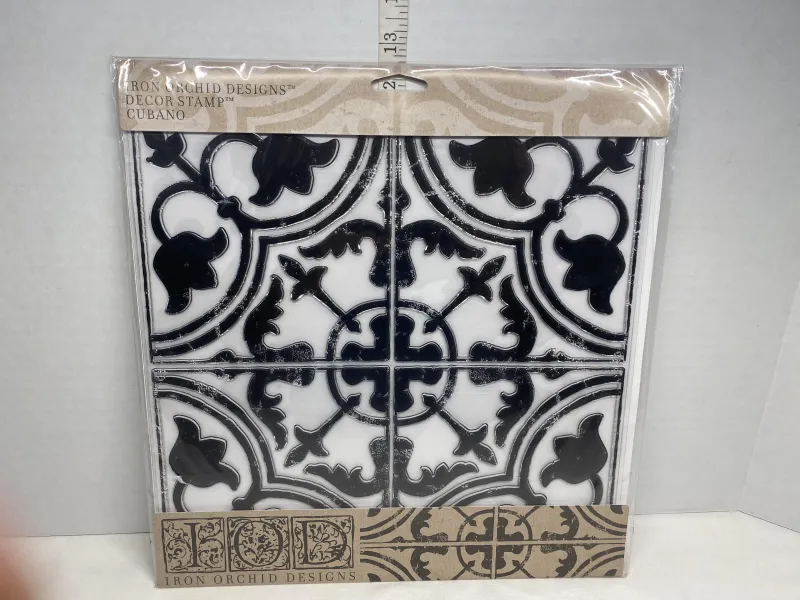 Iron Orchid Designs "Cubano" Encaustic Tile Decor Stamp Set - New IOD Stamp