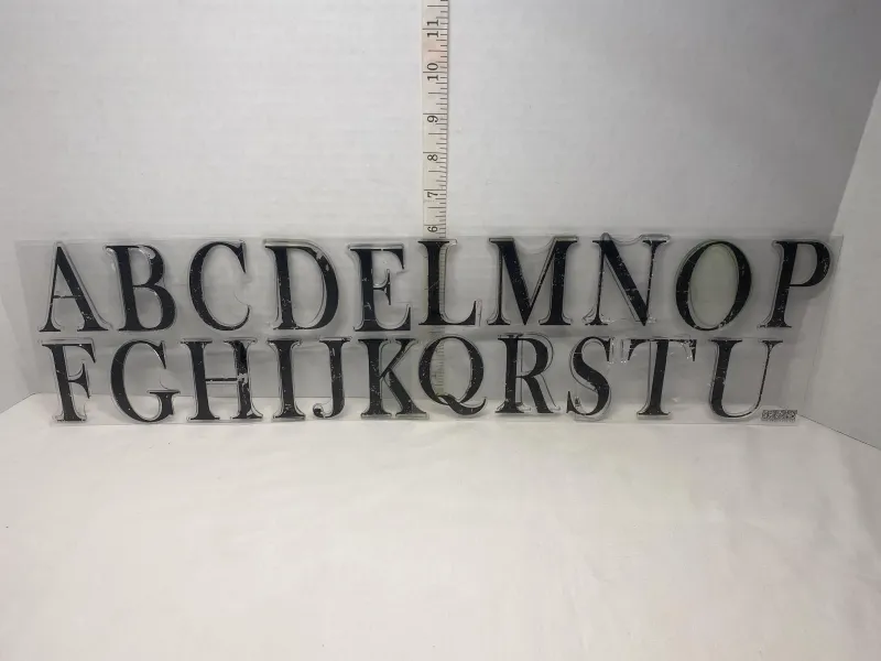 Iron Orchid Designs "Typesetting" Alphabet & Numbers Decor Stamp Set - used IOD Stamp