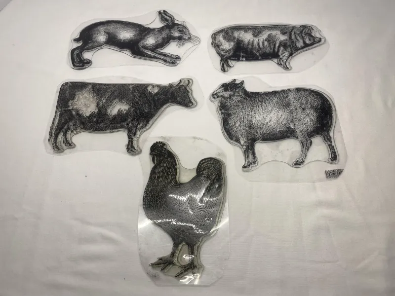Iron Orchid Designs "Farm Animals" Vintage Style Decor Stamp used - Loose IOD Elements