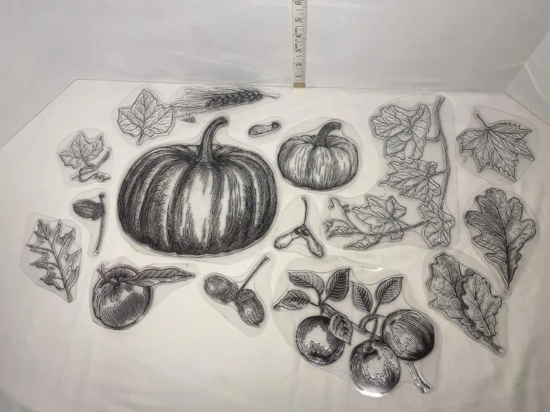 Iron Orchid Designs "Fruitful Harvest" Autumn Pumpkin & Leaf Decor Stamp Bundle - Loose IOD Elements