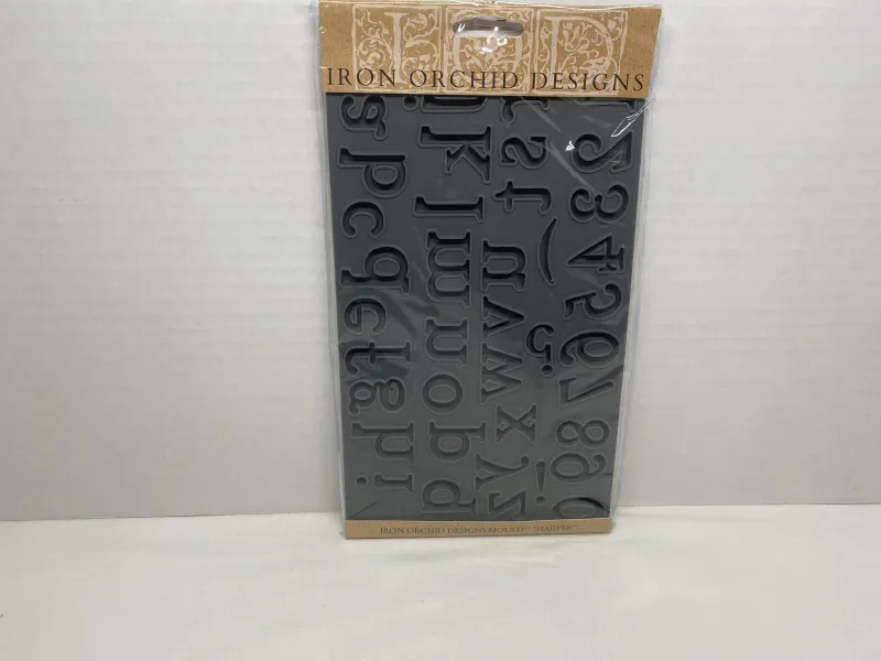 Iron Orchid Designs "Harper" Alphabet & Number Silicone Mould - New IOD Mould