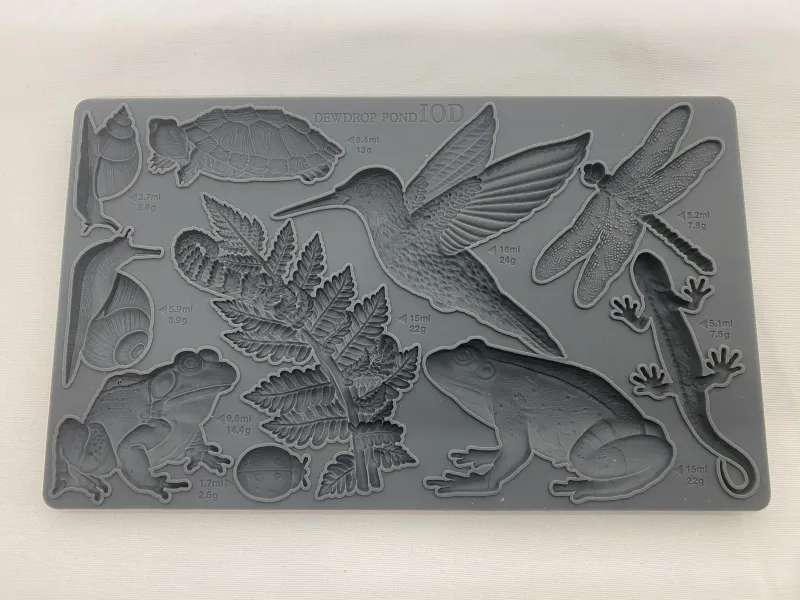 Iron Orchid Designs "Dewdrop Pond" Botanical Nature Silicone Mould - IOD Mould Slightly USED 