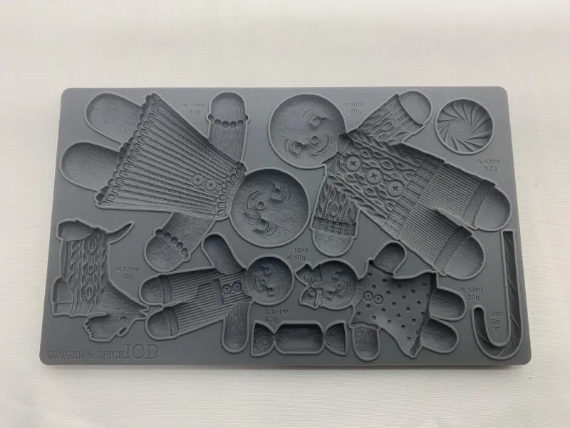 Iron Orchid Designs "Ginger & Spice" Christmas Gingerbread Silicone Mould - IOD Mould Slightly USED 