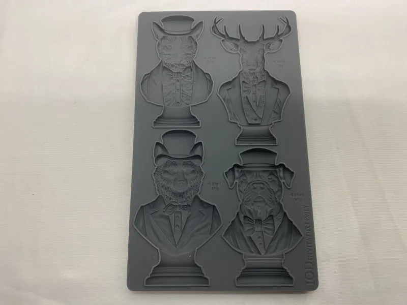 Iron Orchid Designs "Invitation Only" Dapper Gentleman Animal Busts Silicone Mould - IOD Mould Slightly USED 