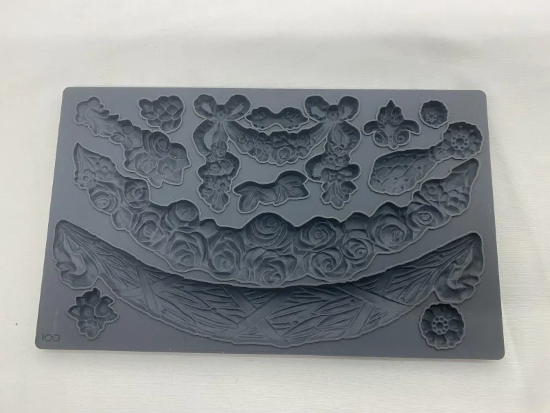 Iron Orchid Designs "Swags" Floral Garland & Bow Silicone Mould - IOD Mould Slightly USED