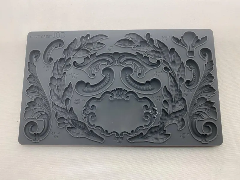 Iron Orchid Designs "Olive Crest" Mediterranean Scroll Silicone Mould - IOD Mould Slightly USED 