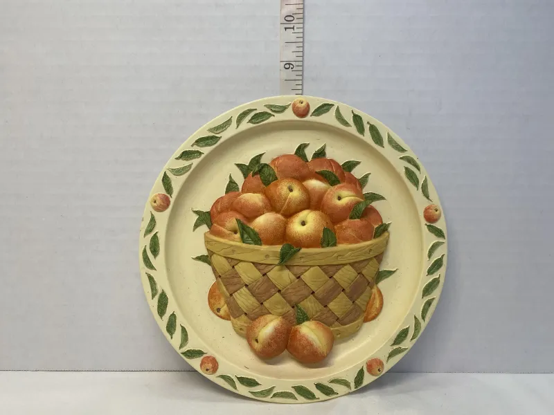 1992 Rhodes Studios 3D Collector Plate "Bushel of Peaches" by Kathleen O'Malley - 8.5 Inch