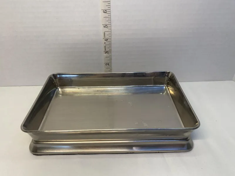 Brushed Nickel Rectangular Metal Vanity Tray - Felt-Backed Catchall Organizer
