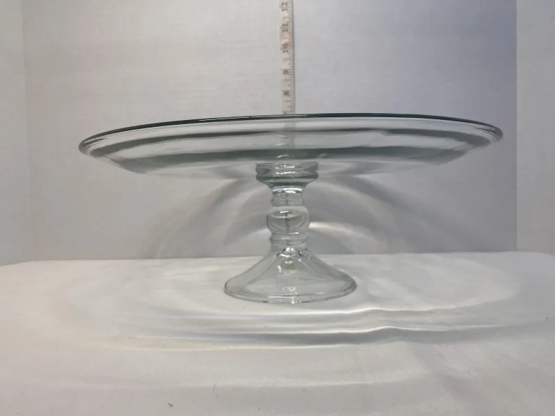 Vintage Clear Glass Pedestal Cake Stand & Chip and Dip Server - 12" Platter