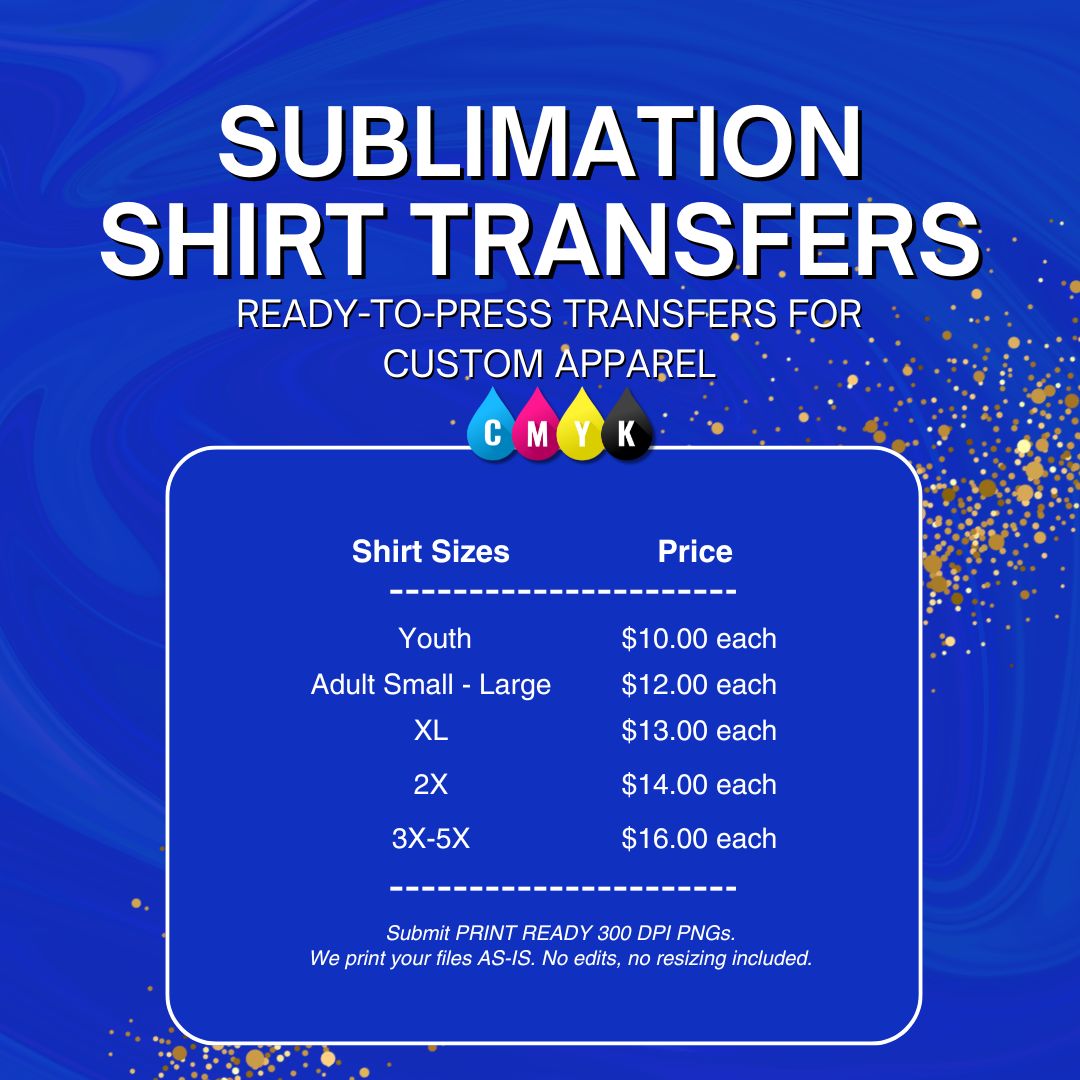 Allover/ 3D Sublimation Shirt Transfer (Ready-to-Press)