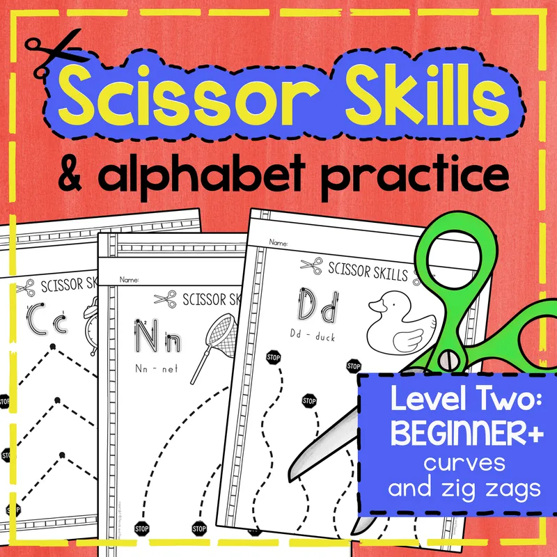 Scissor Skills and Alphabet Practice Level 2: Curves and Zigzags
