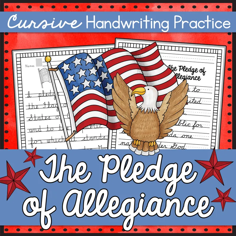 Pledge of Allegiance Cursive Handwriting Practice