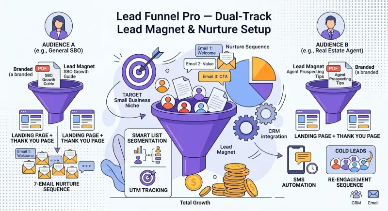 Lead Funnel Pro — Dual-Track Lead Magnet & Nurture Setup